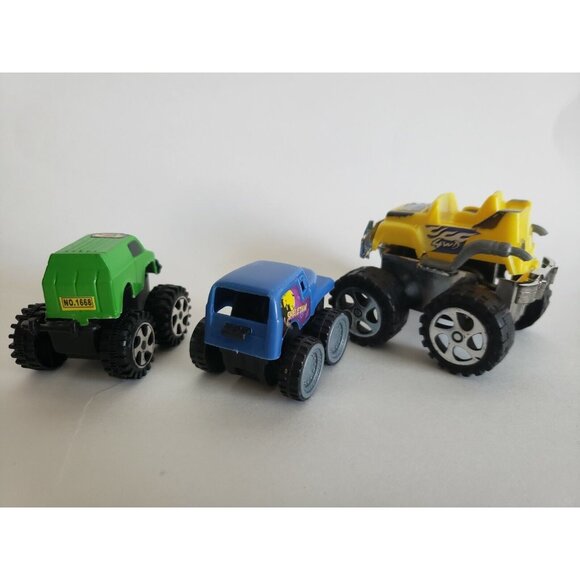 3 Kids Mini Pull Back Monster Big wheel Cars Toys Multi Colors - 3 Lot - Picture 2 of 10